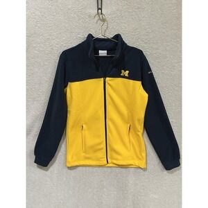 Columbia Michigan Wolverines Navy Yellow Fleece Jacket Full Zip Kids XL 18/20